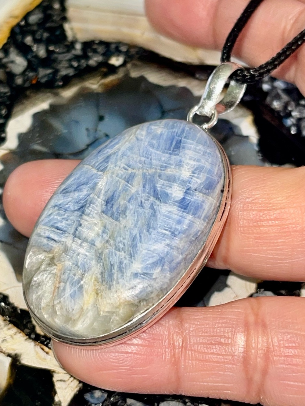 Blue Sheen Kyanite Pendant 2 1/4” - Stress Free Stone
